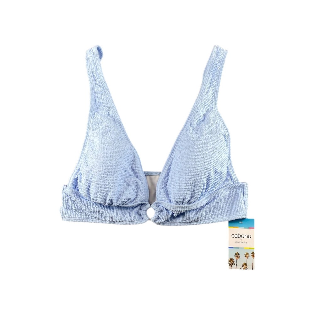 Cabana by Crown Ivy Light Blue Textured Bikini Top‎ Women's XXL EE G